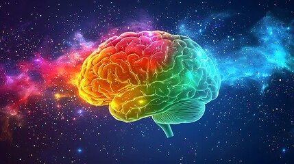 Obraz premium Exploring the Connection Between Neuroscience Technology and Health in a Cosmic Environment