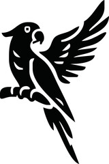 Obraz premium Parrot silhouette. Parrot black icon on white background
