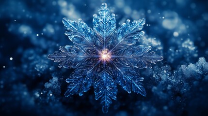 Radiant Blue Snowflake: A Capture of Winter's Beauty and Elegance