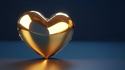 A Shiny Golden Heart Reflects Light Beautifully