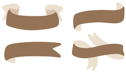 brown ribbon banner clipart vector.