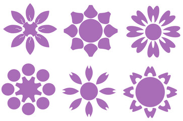 set of flower icons, flower clipart, set of colorful flower elements