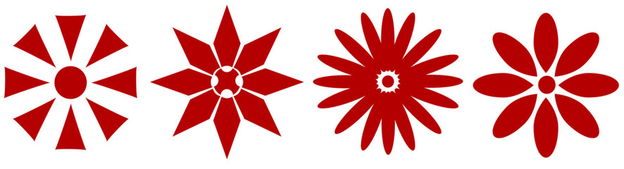 set of red flowers icon, red flower elements, flower stickers.