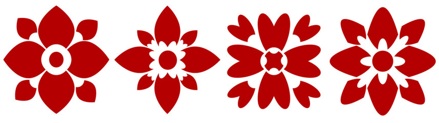 set of red flowers icon, red flower elements, flower stickers.