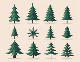Obraz premium christmas trees set