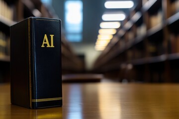 Obraz premium Exploring the concept of artificial intelligence in a historic library setting