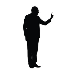 Silhouette pose of a man pointing his index finger forward