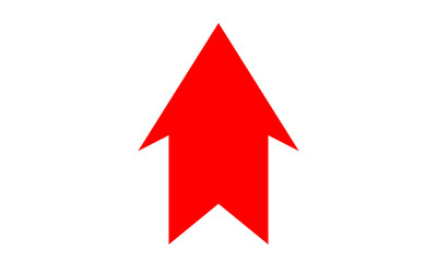  red arrow up icon isolated on white background. upward straight direction sign