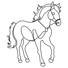 Horse icon  single line art, continuous one line drawing of  Isolated outline vector art