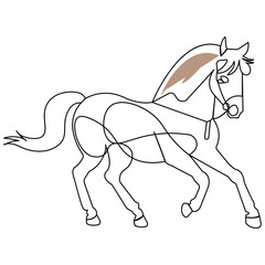 Horse icon  single line art, continuous one line drawing of  Isolated outline vector art
