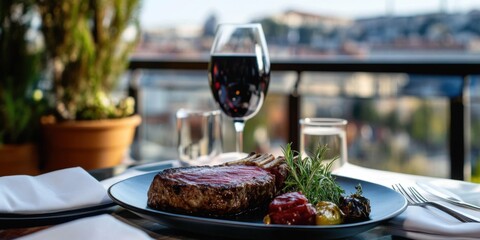 Luxury steakhouse restaurant on a terrace