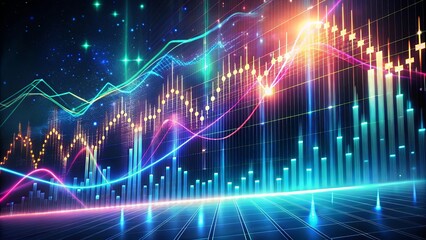 Abstract Digital Landscape of Financial Growth, a Symphony of Lines and Colors, Illuminating a Path to Success