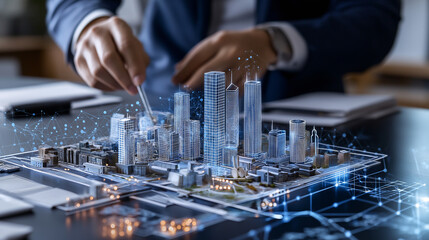 Urban designers create detailed model of futuristic cityscape