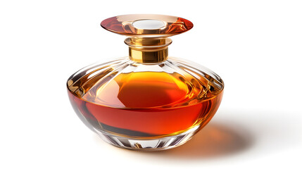 Amber perfume in elegant glass bottle.