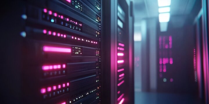 Modern Rack LED console in server room data center