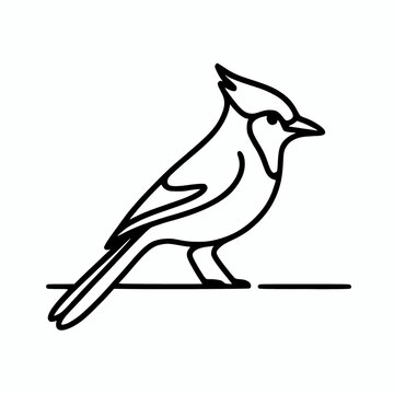 recommend clip art: Blue jay bird line art silhouette vector illustration