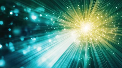 Naklejka premium A vibrant burst of light with rays and particles, creating a dynamic, energetic atmosphere.