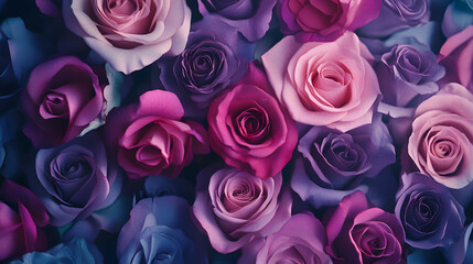 A landscape with many pink rose flowers blooming all over