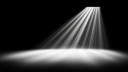 Single Spotlight Beam on Black Background 