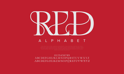 Red typography beauty fashion elegant minimalist serif italic fonts decorative wedding vintage retro logos. Minimal luxury font alphabet logo. Vector illustration
