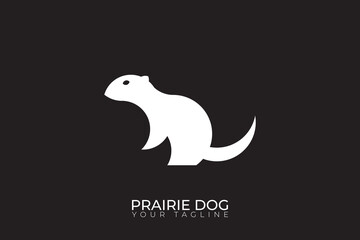 Prairie dog silhouette logo, simple prairie dog logo on black background