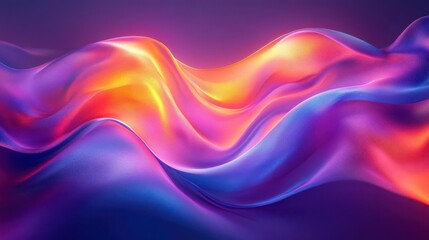 Obraz premium A vibrant abstract wave of colorful gradients in shades of purple, orange, and pink, creating a smooth and dynamic flow.