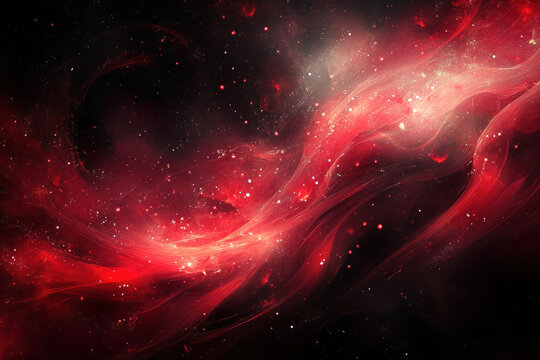 Vibrant red galaxy wallpaper with swirling colors and distant stars, creating a mesmerizing and cosmic background perfect for digital devices.