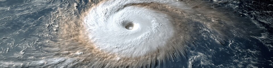 Majestic Aerial View of Powerful Hurricane Eye Over Ocean - Satellite Image Captures Stunning Natural Phenomenon, Cyclone, Storm Clouds, and Weather Patterns