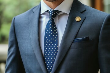 Elegant Suit and Tie with Polka Dot Pattern