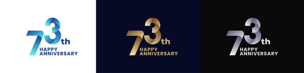 Abstract Twist Logo Anniversary 73th, 73th Happy Anniversary with Colorful Gradient, Luxury Gold and Elegant Silver