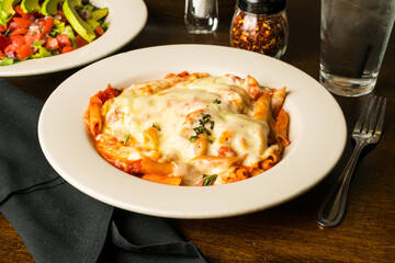 Baked ziti on a plate