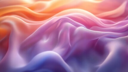 Obraz premium A vibrant, flowing abstract pattern of colorful fabric waves in shades of orange, pink, and purple, creating a dreamy and soft visual effect.