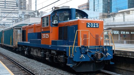 Fototapeta premium A train engine where the written text 