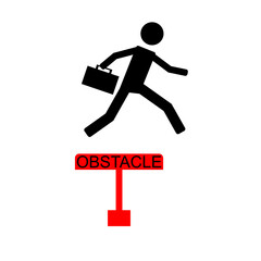 Businessman jumping on the obstacle concept. Business symbol vector illustration