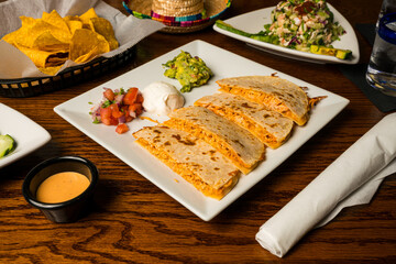 Chicken quesadilla on a plate