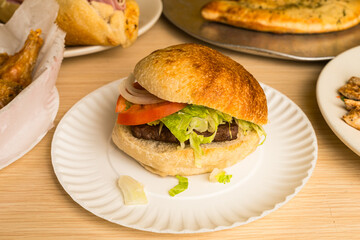 Hamburger on a plate
