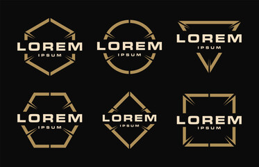 Set of abstract frame logo vector on black background