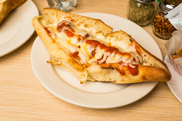 Meatball sub sandwich with cheese