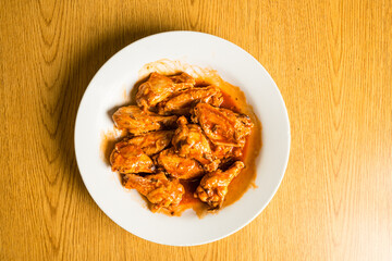 Hot wings in a bowl