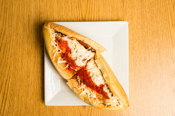Meatball sub sandwich with cheese