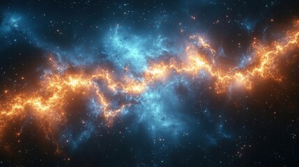 Fototapeta premium A vibrant cosmic scene depicting swirling blue and orange gases intertwined in a beautiful, starry backdrop.