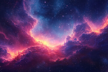 Fototapeta premium Vibrant swirls of color in the vast expanse, a beautiful nebula dances with cosmic energy, capturing the imagination with its breathtaking beauty.