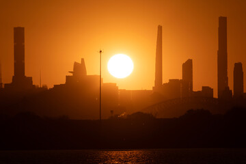 Manhattan skyline East River sunset