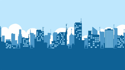 Obraz premium Landscape illustration of city building silhouette in the morning