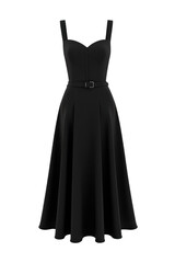 Women's black evening dress on white background