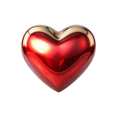A 3d red heart isolated on transparent background, PNG file, red heart