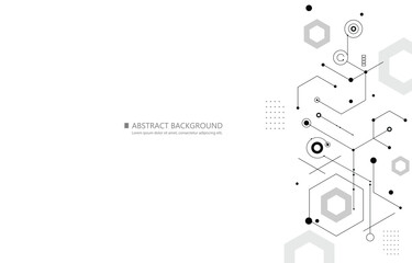 Abstract vector white wallpaper.geometric sexagon shape.