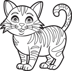 Cute cartoon cat. Vector illustration isolated on a white background.