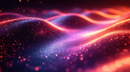 Fototapeta premium A vibrant, abstract image of flowing waves illuminated by colorful lights, creating a mesmerizing and dynamic visual effect.