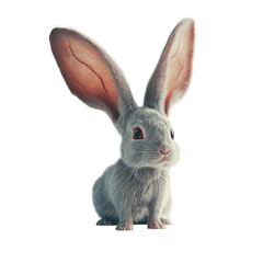 Obraz premium an adorable rabbit with large ears, isolated on a PNG white background